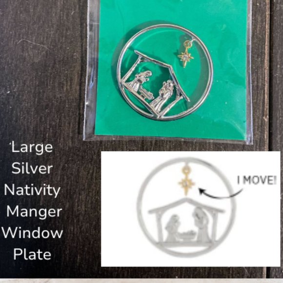 Origami Owl Large Silver Nativity Manger Window Plate - Picture 2 of 3
